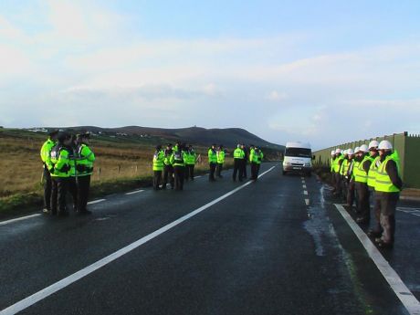 Lines of Gardai and IRMS security