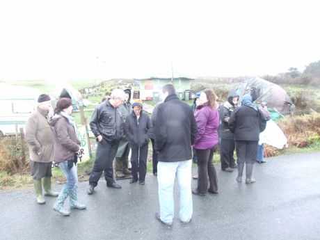 Click on image to see full-sized version Gathering in the road outside the Rossport Solidarity Camp