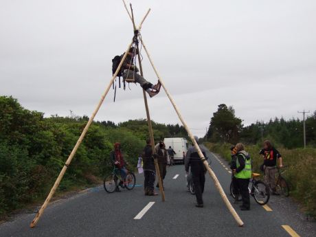 Click on image to see full-sized version Tripod roadblock