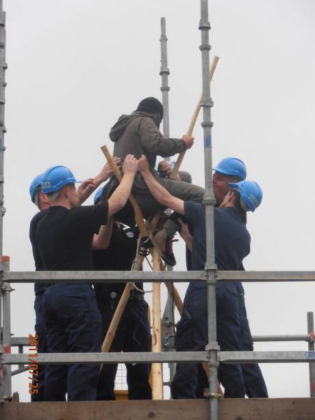 Click on image to see full-sized version "you will be handcuffed, your ankles cable tied, and you'll be manhandled down the ladder"