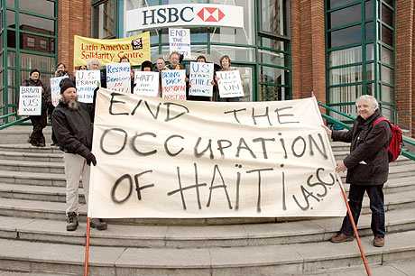 Photo: March 6 Haiti protest at Brazilian embassy