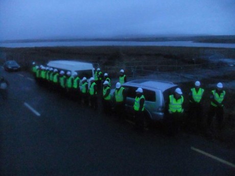 Click on image to see full-sized version 7am - IRMS occupy public road