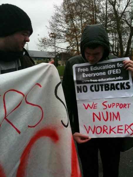 Some NUI Maynooth students on the picket line today.