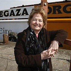 Click on image to see full-sized version Mairead Maguire beside the MV Rachel Corrie in May 2010, on which she was kidnapped at sea