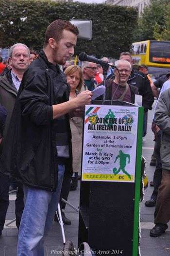 Sen Dolan speaking at the 'Eve of All-Ireland Rally' in Dublin on Saturday 20th September 2014.